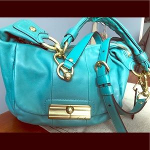 Turquoise Coach Leather Kristin Crossbody Hobo